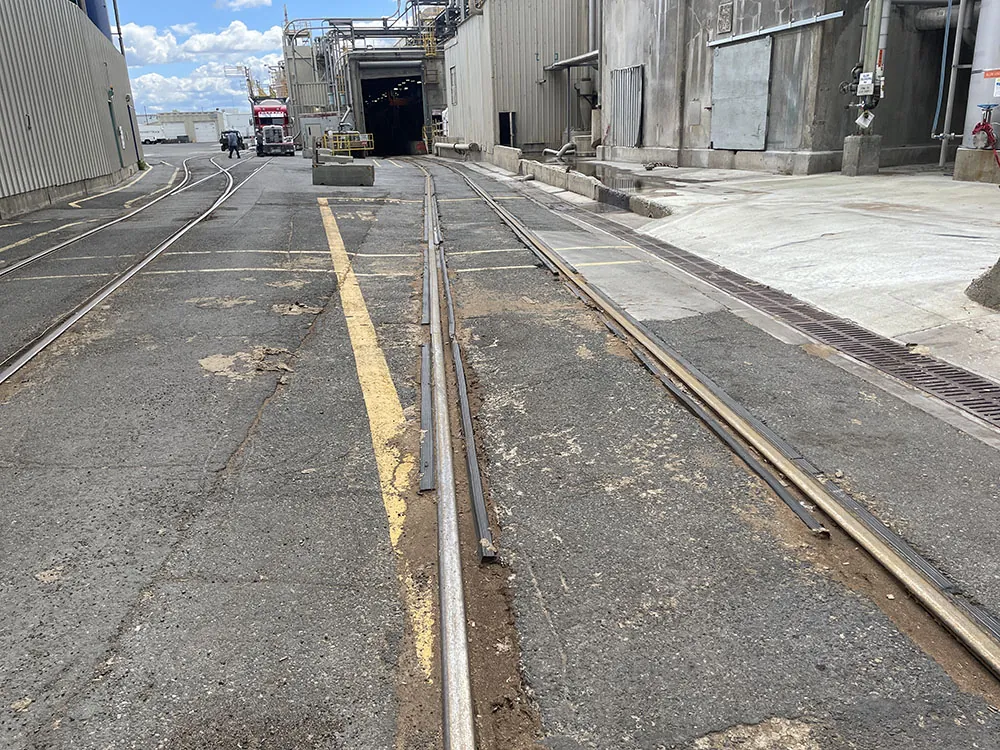 Existing conditions along the rail corridor at the mill