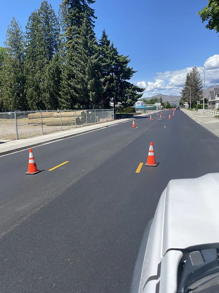 Newly paved and striped Walla Walla Avenue