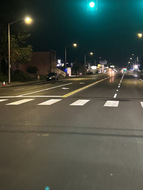 City streets in Everett, WA: night overlay and pavement markings (photo 1)