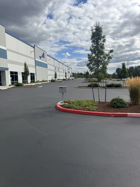 Industrial campus in Milton, WA: sealcoat and restriping (photo 1)