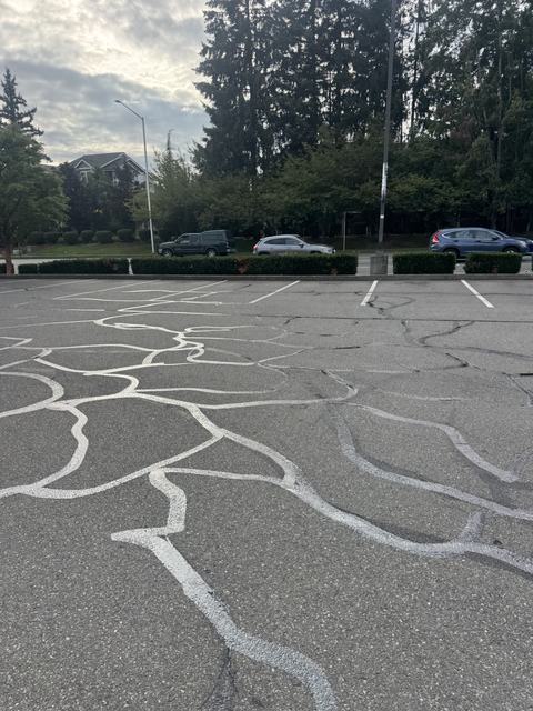 Retail center in Puyallup, WA: crack seal, sealcoat and striping (photo 1)