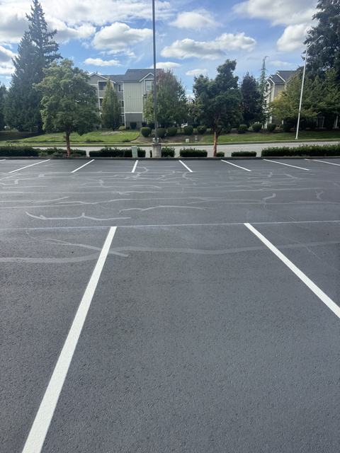 Retail center in Puyallup, WA: crack seal, sealcoat and striping (photo 3)